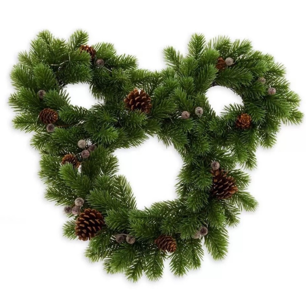 2024 DISNEY PARKS Christmas Holiday Mickey Wreath Light Up Pine Cones NEW